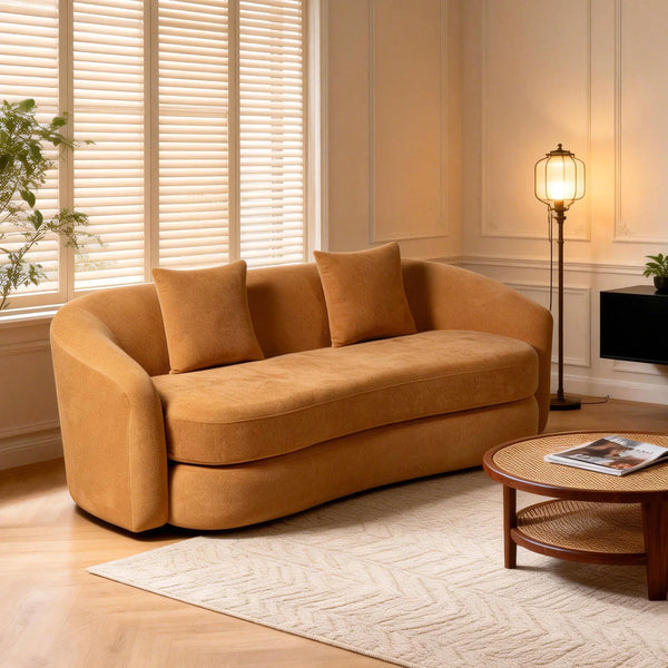 Verona Orange Chenille Curved Sofa (77")