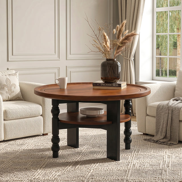 Round Two-tiered Coffee Table (31'')