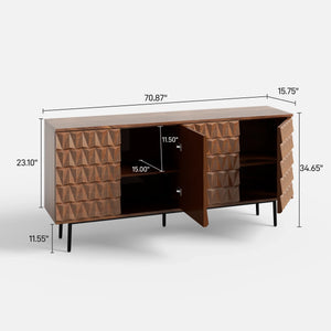 Reco Carved Pattern Wood Sideboard (70'')