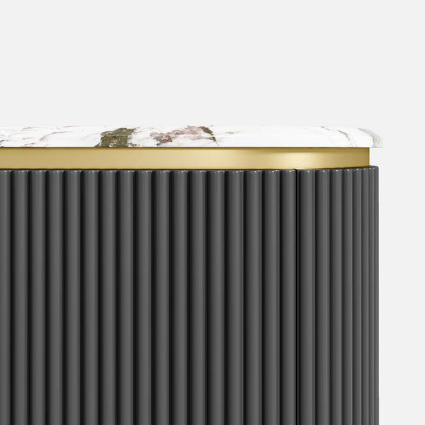 Rhyzo Faux Marble Fluted Oval Sideboard (62")