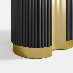 Rhyzo Faux Marble Fluted Oval Sideboard (62")