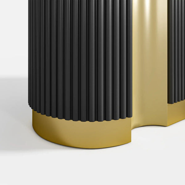 Rhyzo Faux Marble Fluted Oval Sideboard (62")