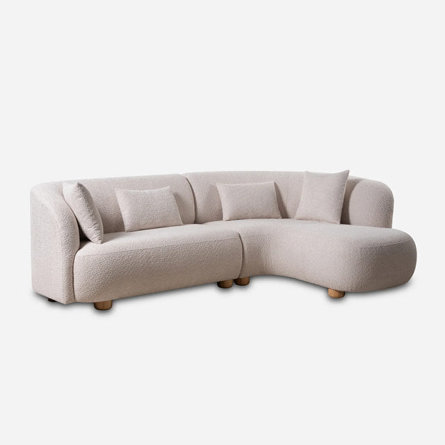 Capri White Bouclé Curved Sectional Sofa (102")