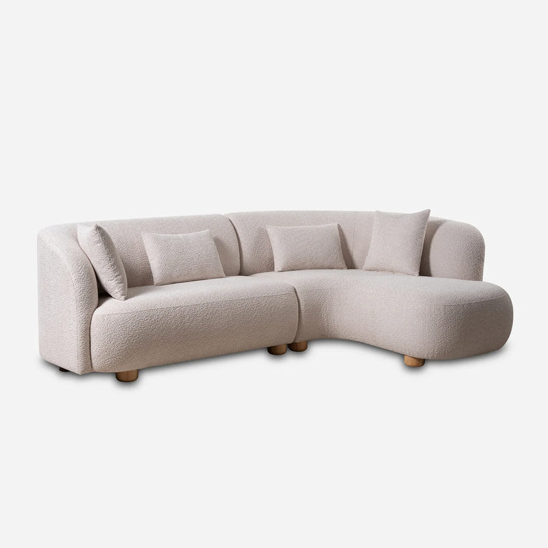 Capri White Bouclé Curved Sectional Sofa (102")