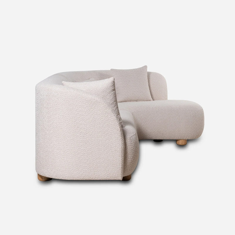 Capri White Bouclé Curved Sectional Sofa (102")