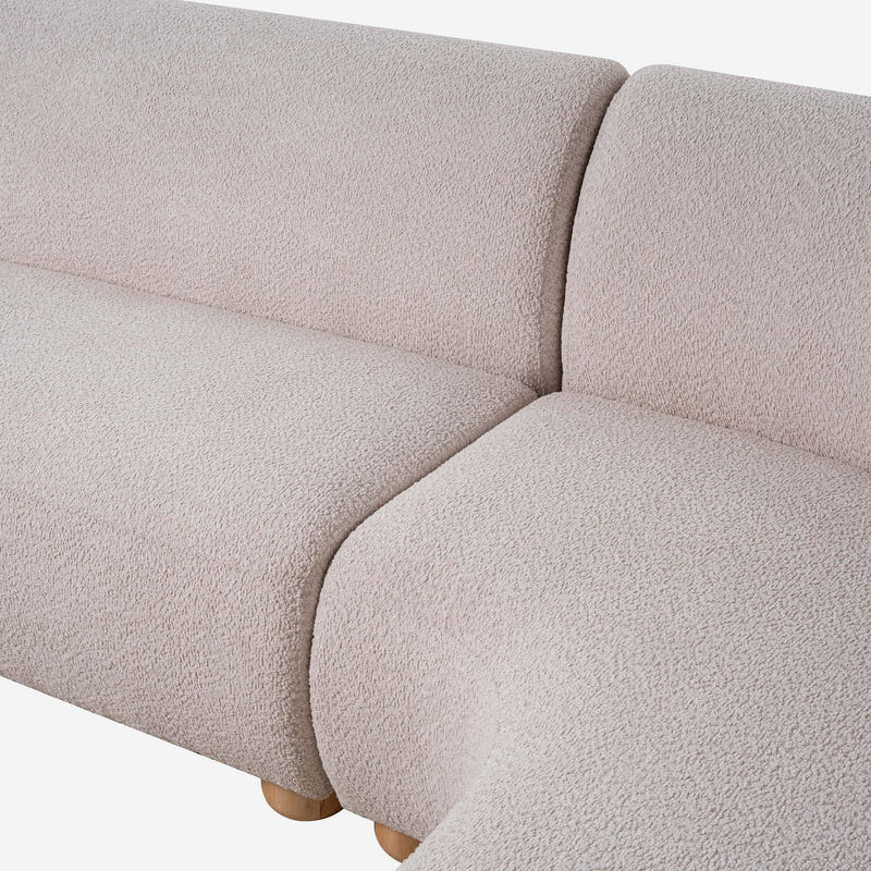 Capri White Bouclé Curved Sectional Sofa (102")