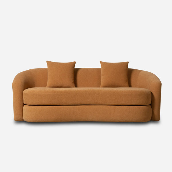 Verona Orange Chenille Curved Sofa (77")