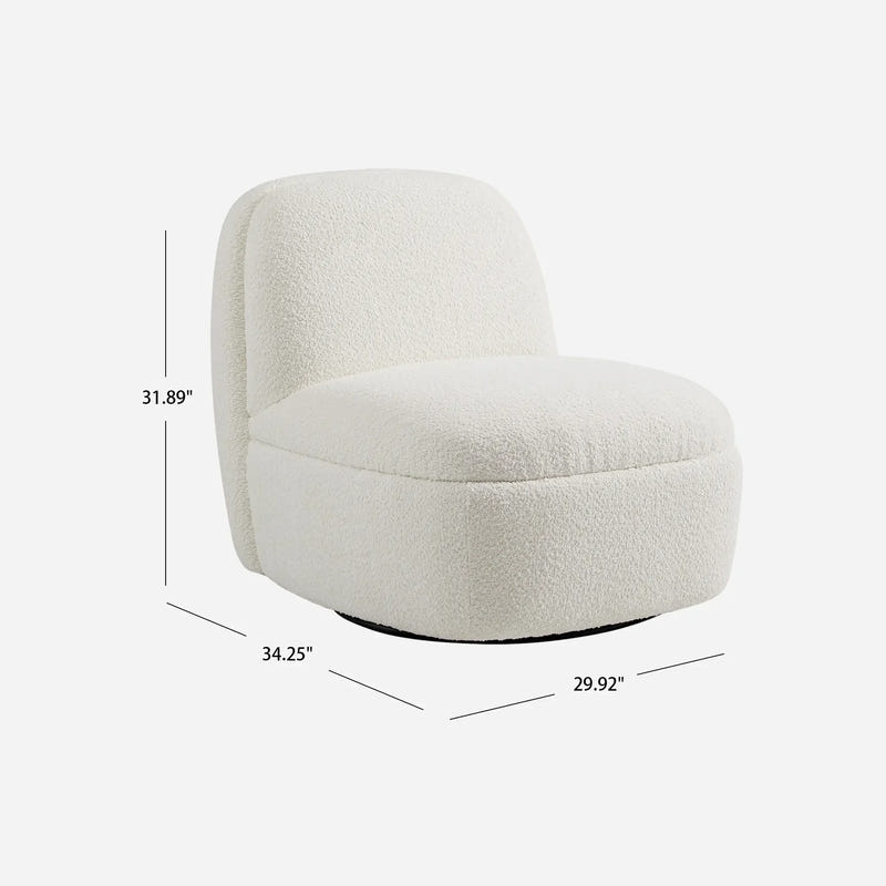Niveous White Bouclé Swivel Chair