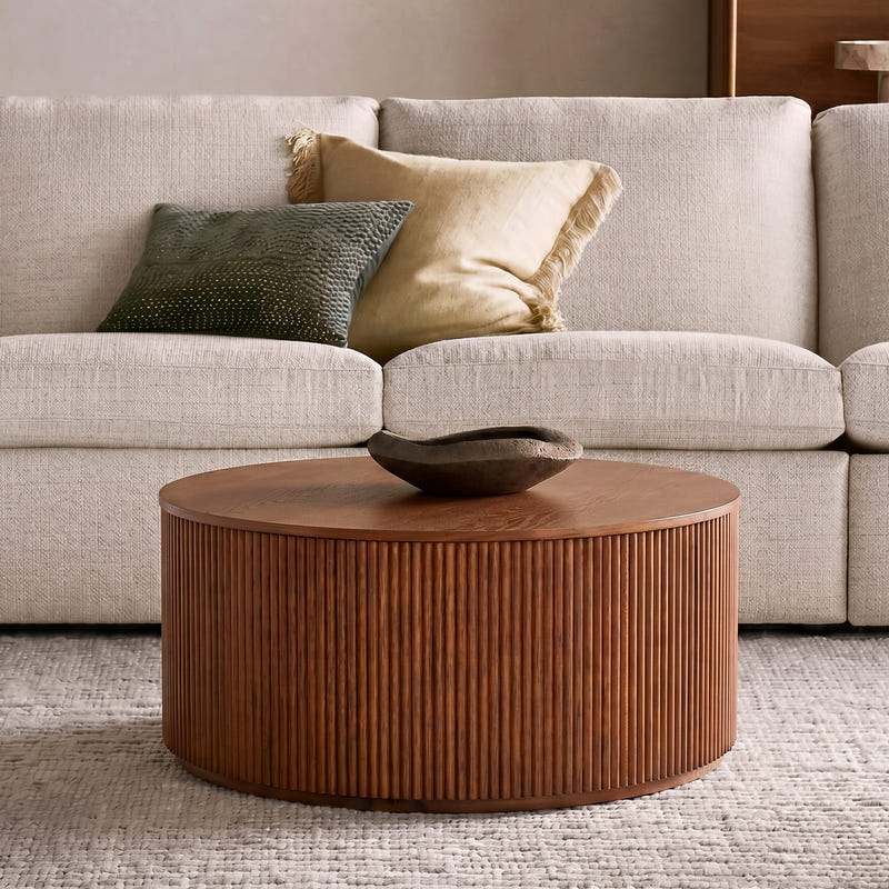 Esmond Fluted Round Lift-Top Coffee Table (35")