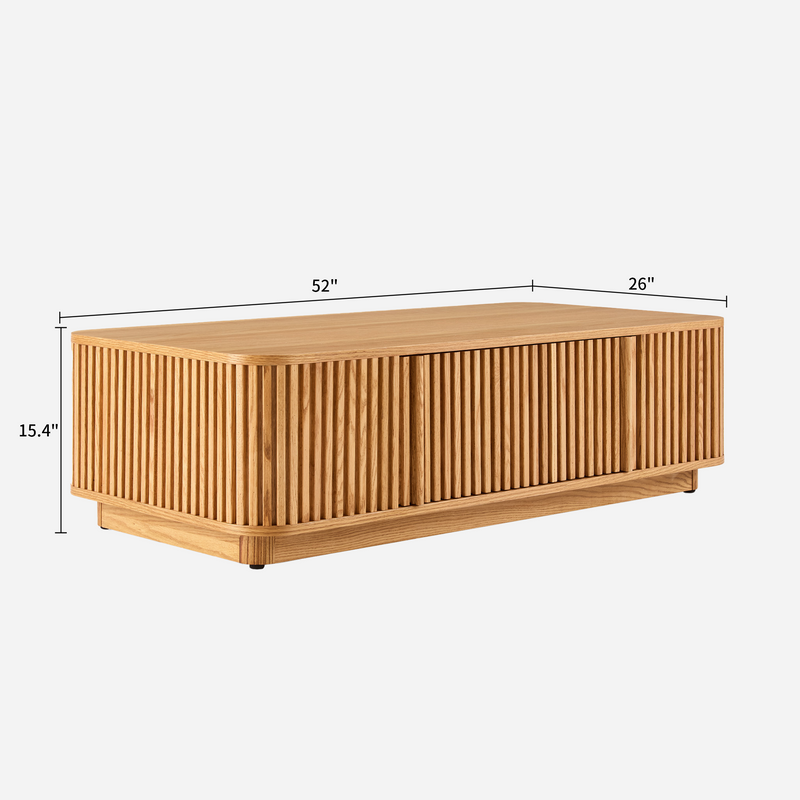 Linora Natural Fluted Coffee Table (52")
