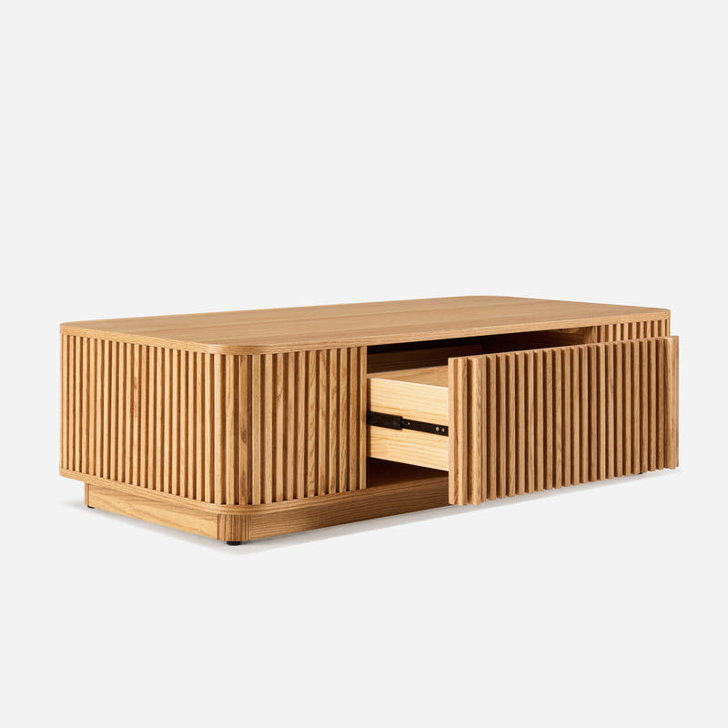 Linora Natural Fluted Coffee Table (52")