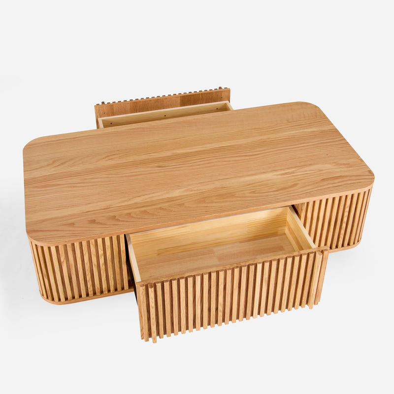 Linora Natural Fluted Coffee Table (52")