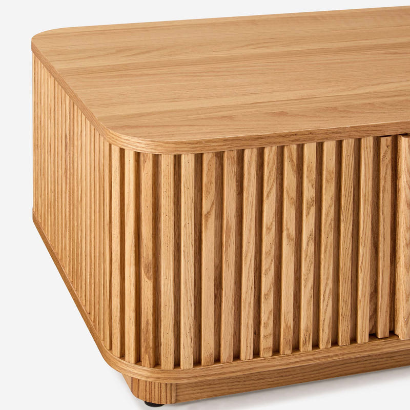 Linora Natural Fluted Coffee Table (52")