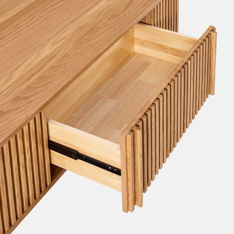 Linora Natural Fluted Coffee Table (52")