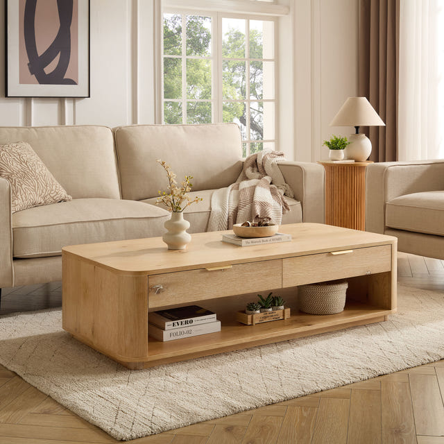 Aven Natural Curved Coffee Table (55'')