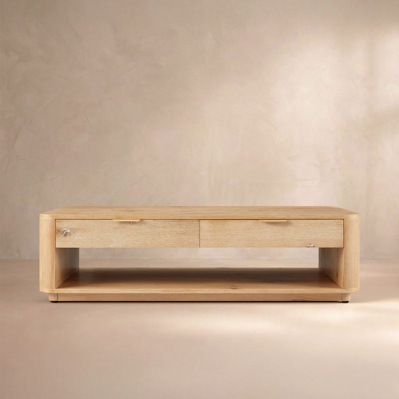 Aven Natural Curved Coffee Table (55'')
