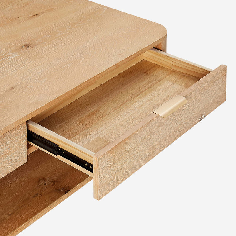 Aven Natural Curved Coffee Table (55'')