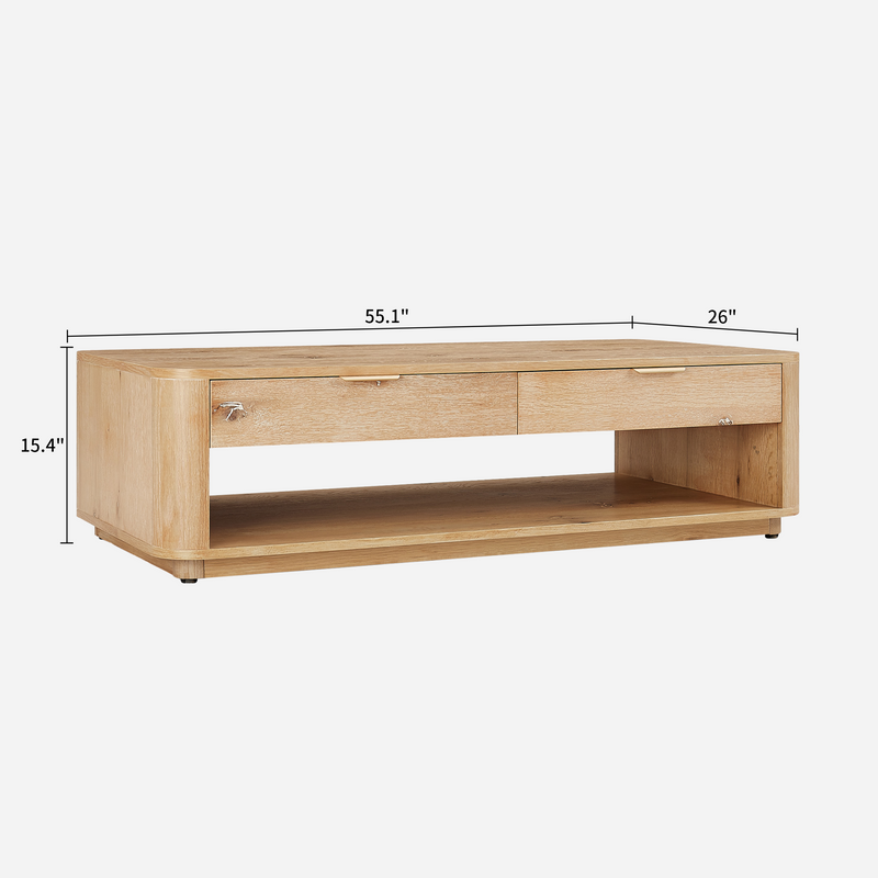 Aven Natural Curved Coffee Table (55'')