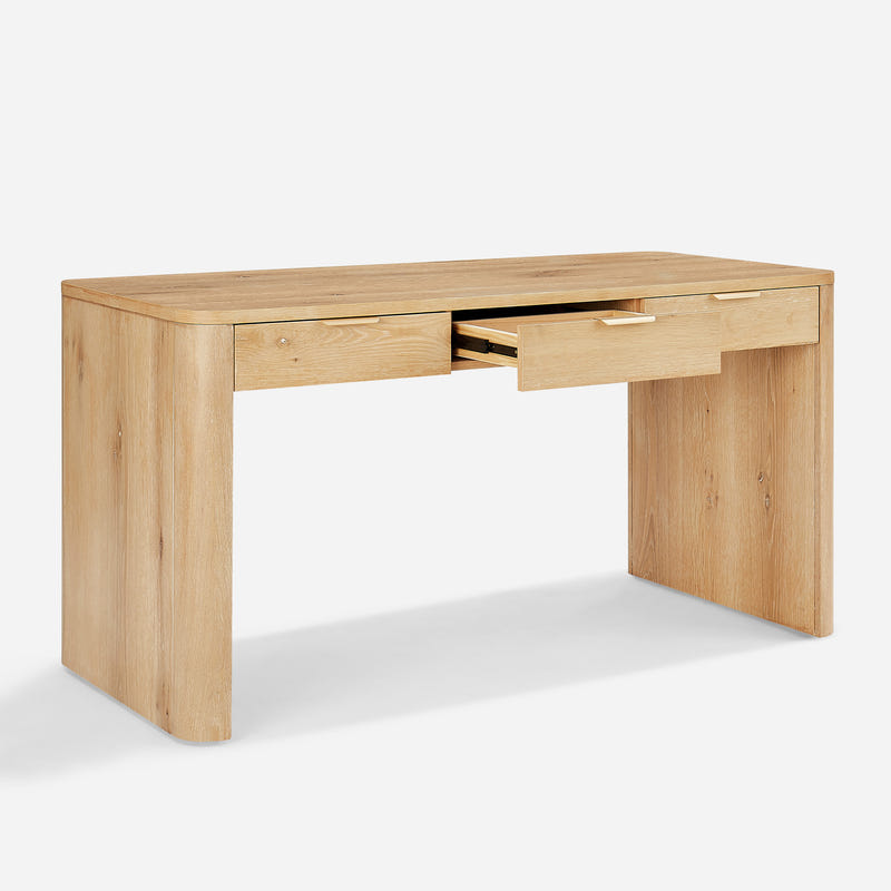 Aven Natural Curved Office Desk(60'')