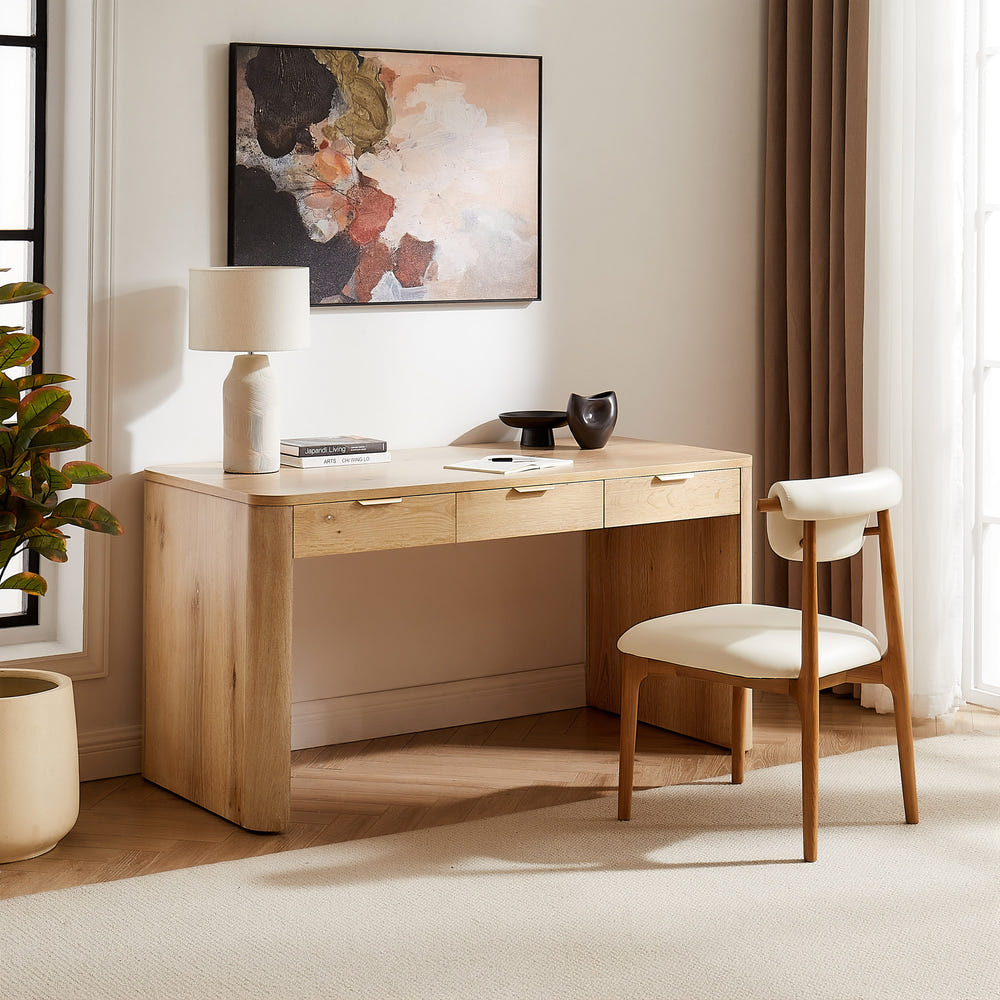 Aven Natural Curved Office Desk(60'')