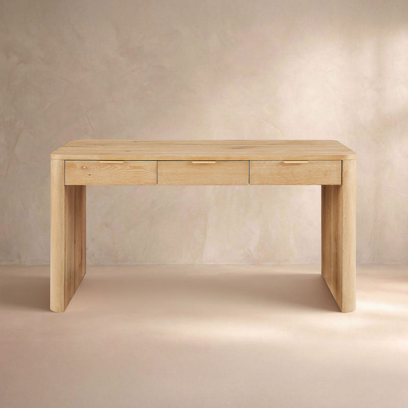 Aven Natural Curved Office Desk(60'')