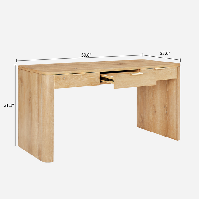 Aven Natural Curved Office Desk (60'')
