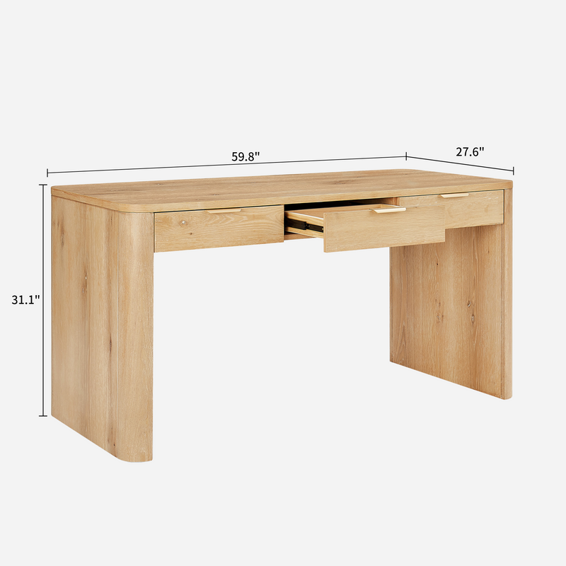 Aven Natural Curved Office Desk(60'')