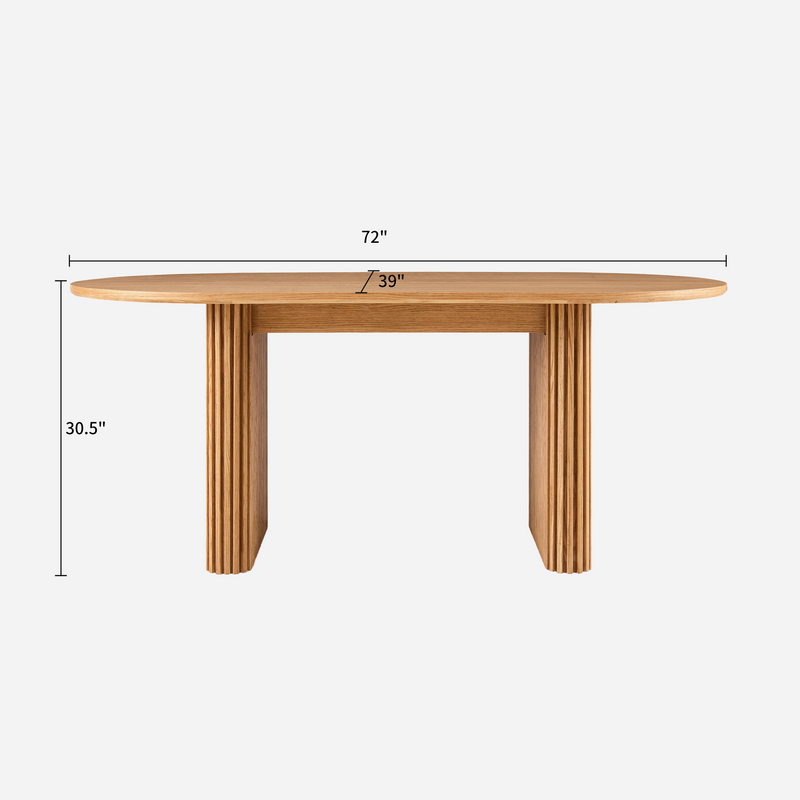 Linora Natural Fluted Dining Table (72")