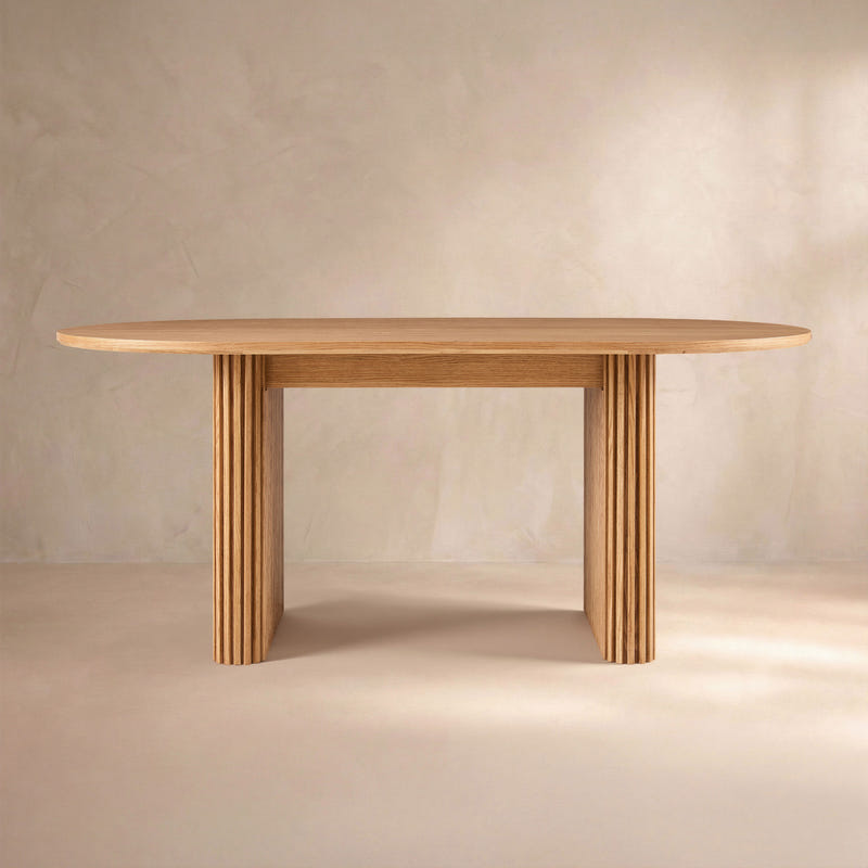 Linora Natural Fluted Dining Table (72")
