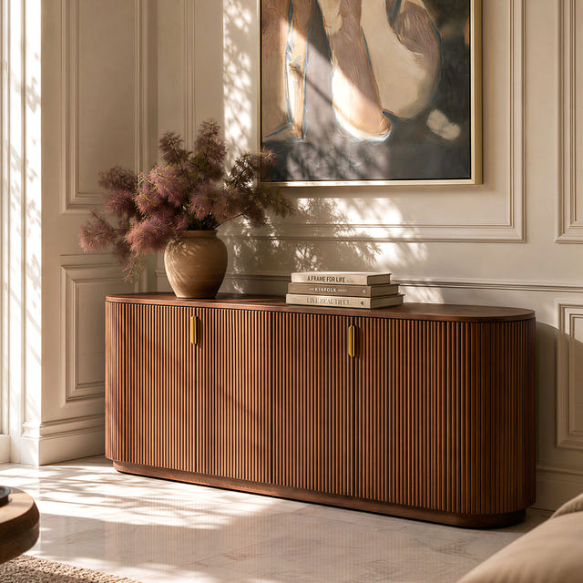 Esmond Fluted Oval Media Console (70")