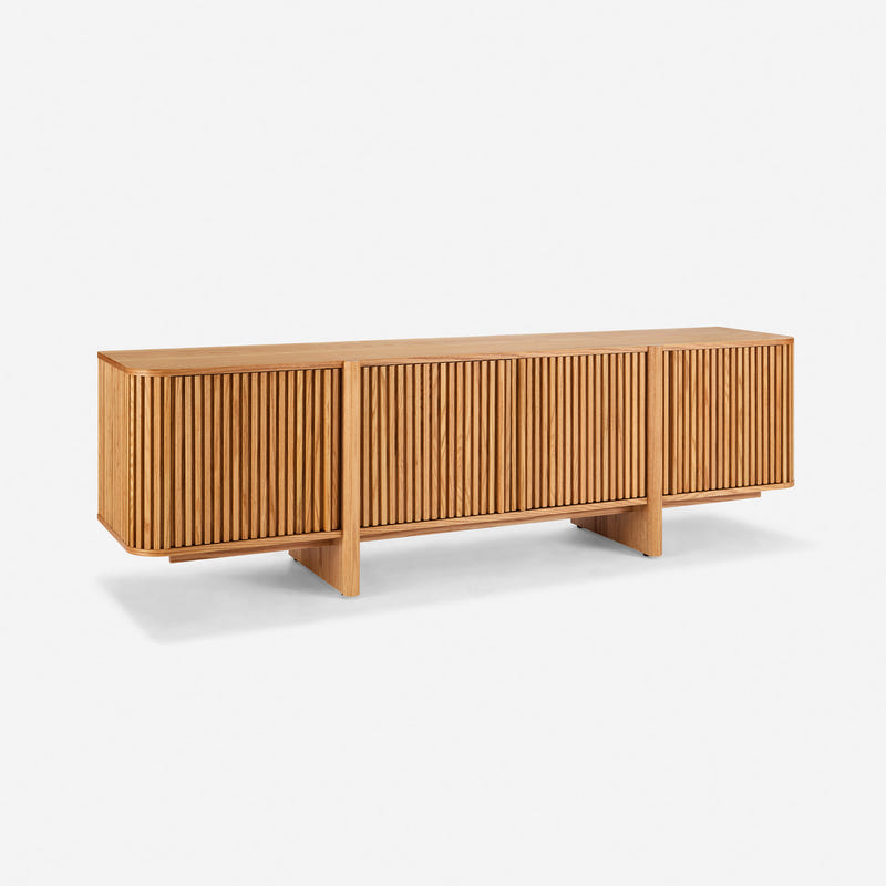 Linora Natural Fluted Media Console (84")