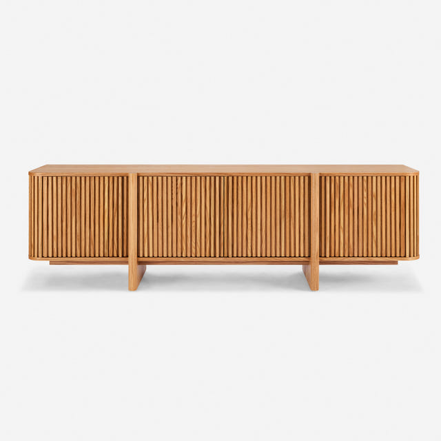 Linora Natural Fluted Media Console (84")