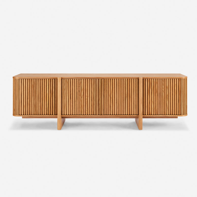 Linora Natural Fluted Media Console (84")