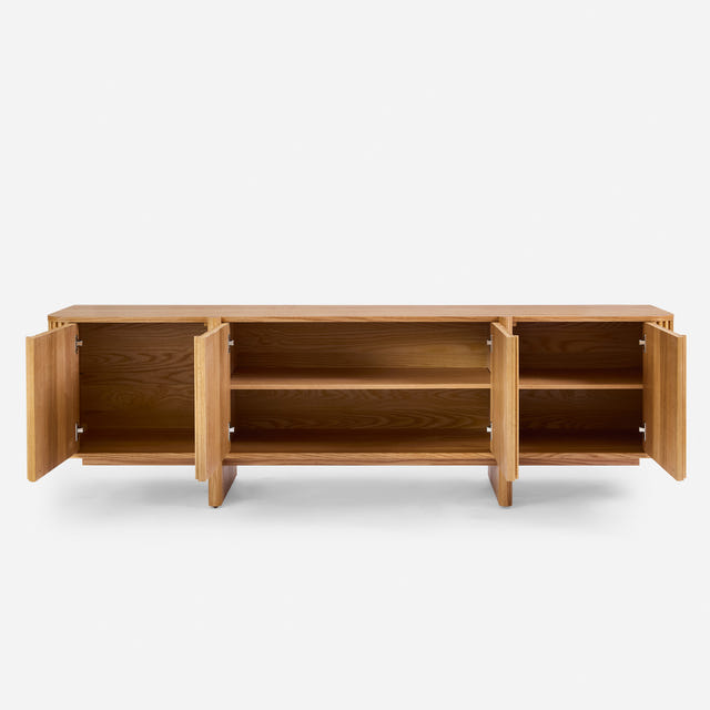 Linora Natural Fluted Media Console (84")