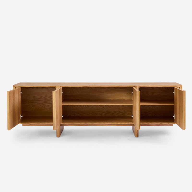 Linora Natural Fluted Media Console (84")