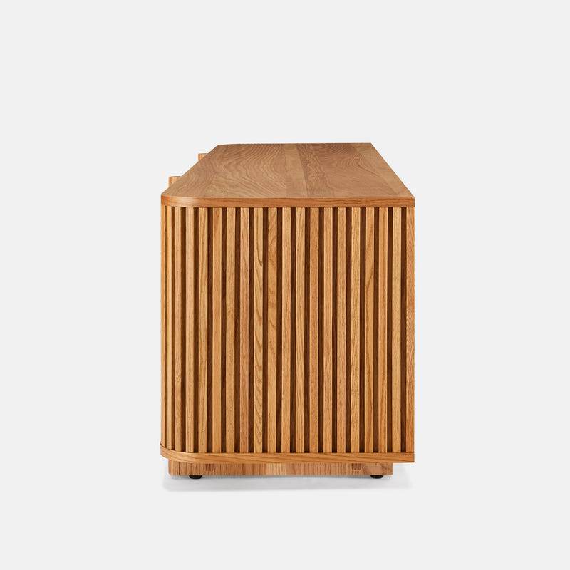 Linora Natural Fluted Media Console (84")