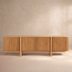 Linora Natural Fluted Media Console (84")