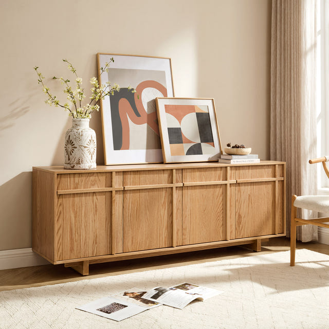Walden Natural Geometric Media Console (72'')