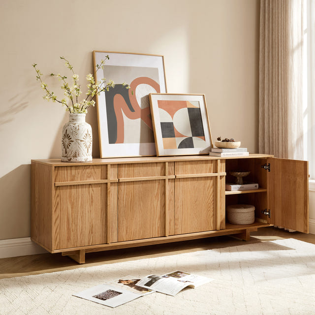 Walden Natural Geometric Media Console (72'')