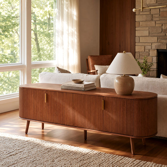 Esmond Fluted Oval Media Console (78")