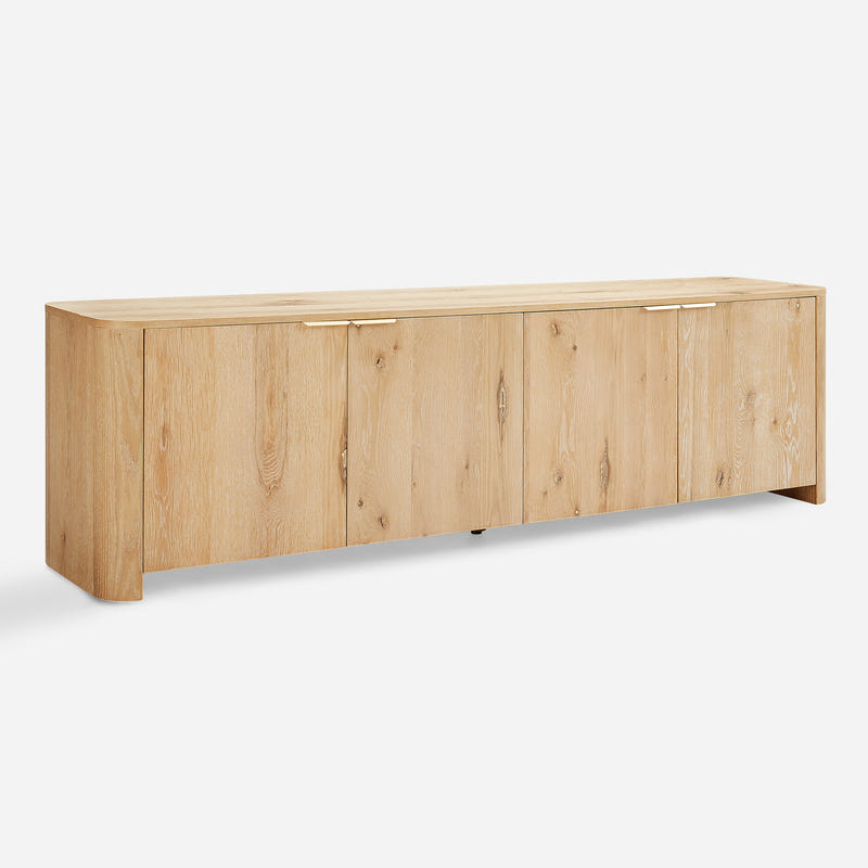 Aven Natural Curved Media Console (84'')
