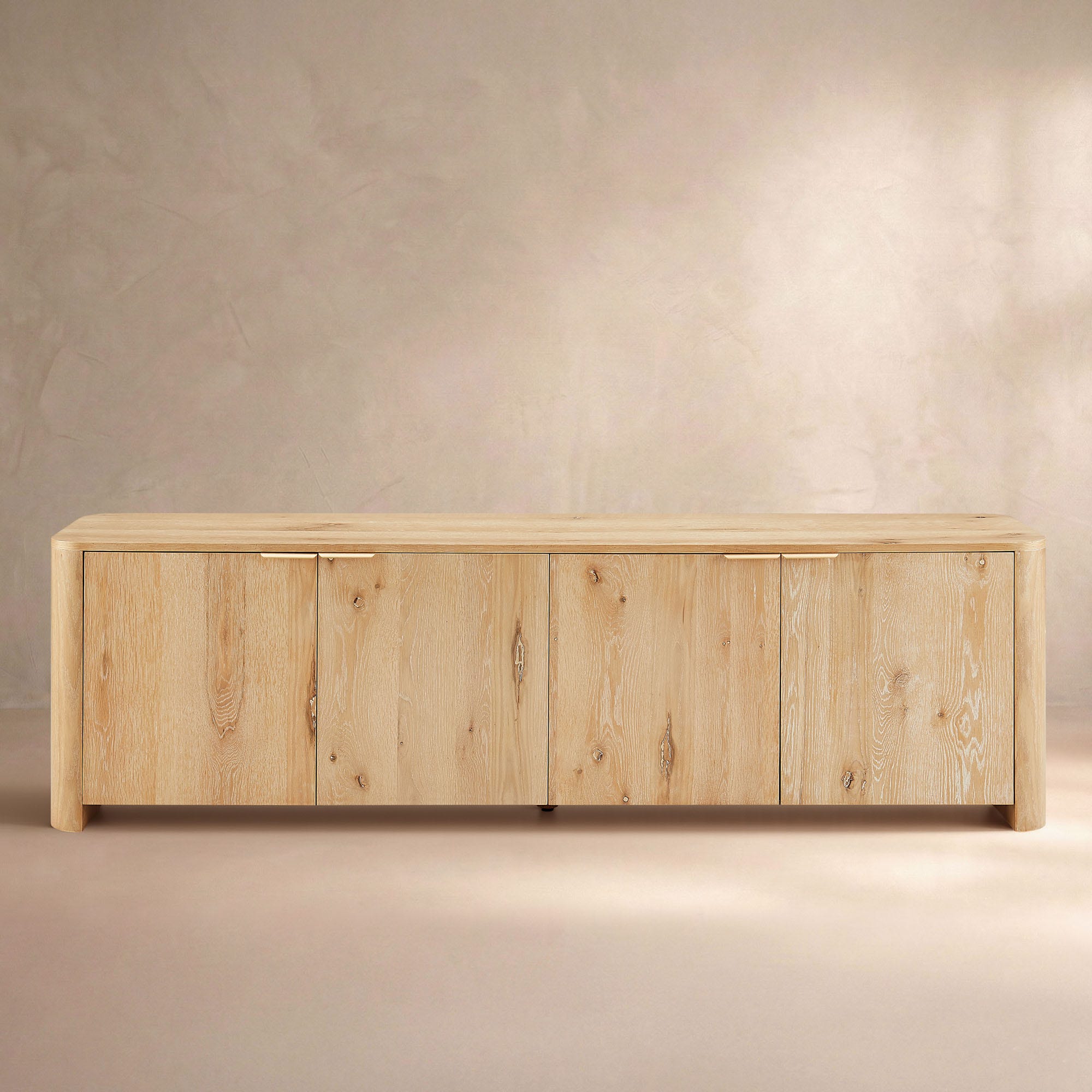 Aven Natural Curved Media Console (84'')