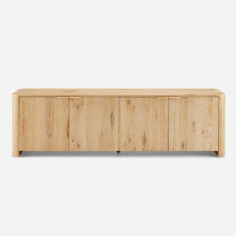 Aven Natural Curved Media Console (84'')