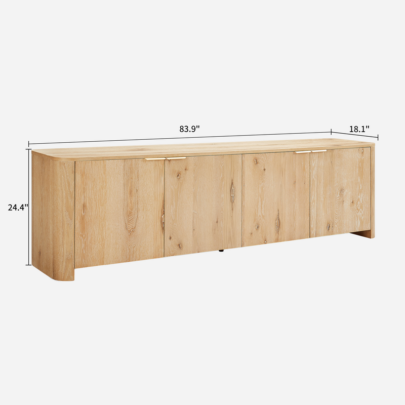 Aven Natural Curved Media Console (84'')