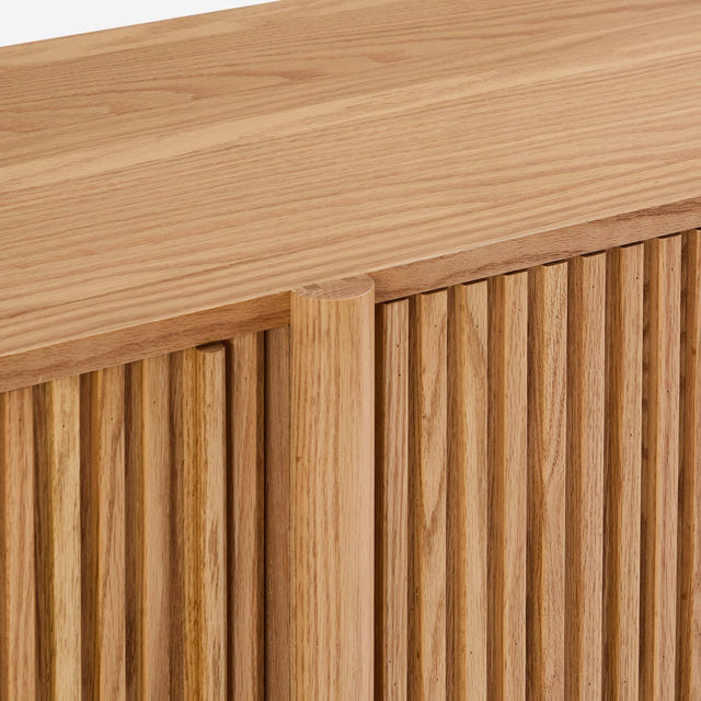Linora Natural Fluted Media Console (84")