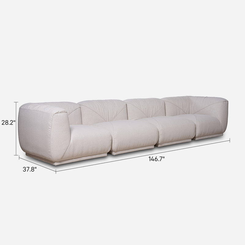 Eden White Chenille Modular Sectional Sofa (147")