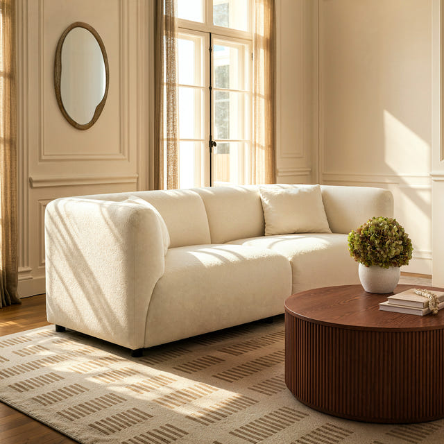 Celia White Chenille Modern Sofa (91'')