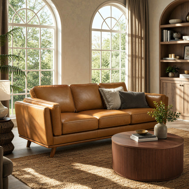Thane Brown Genuine Leather Sofa (87")