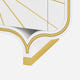 Close-up of a white and gold 4-door buffet leg on a white background.