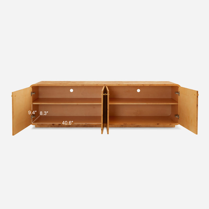 Caden Natural Burled Media Console (84'')